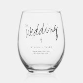 Keepsake Favorタイポグラフィ結婚ズ ステムなしワイングラス (正面)