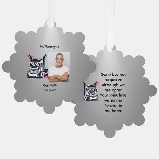 Keepsake Memorial Semi-Truck Tractor-trailer オーナメントカード (正面/裏面)