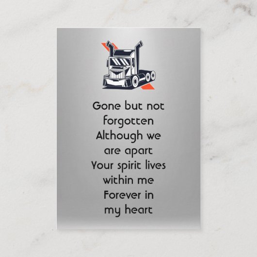 Keepsake Memorial Semi-Truck Tractor-trailer 名刺 (裏面)