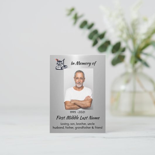 Keepsake Memorial Semi-Truck Tractor-trailer 名刺 (スタンド正面)