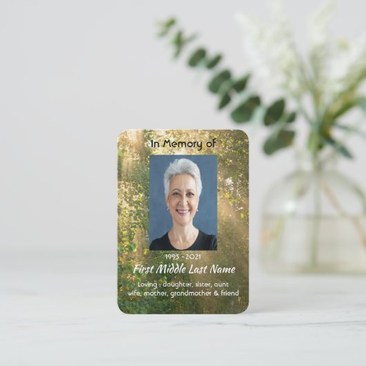 Keepsake Memorial Sunshine Golden Forest 名刺 (スタンド正面)