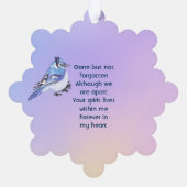 Keepsake Memorial Watercolor Bluejay Garden オーナメントカード (裏面)