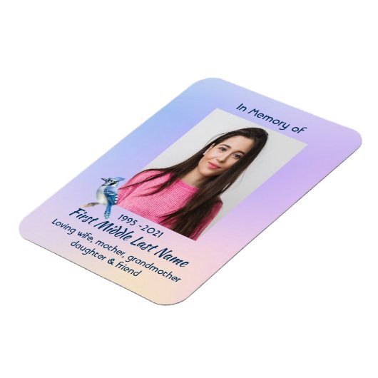 Keepsake Memorial Watercolor Bluejay Garden  マグネット (左側)