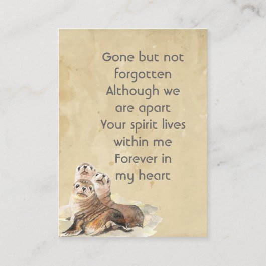 Keepsake Memorial  Watercolor Seals Animals 名刺 (裏面)