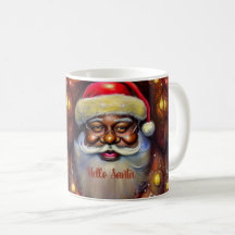 Keepsake Mug: Black 芸術的 Santa Collection