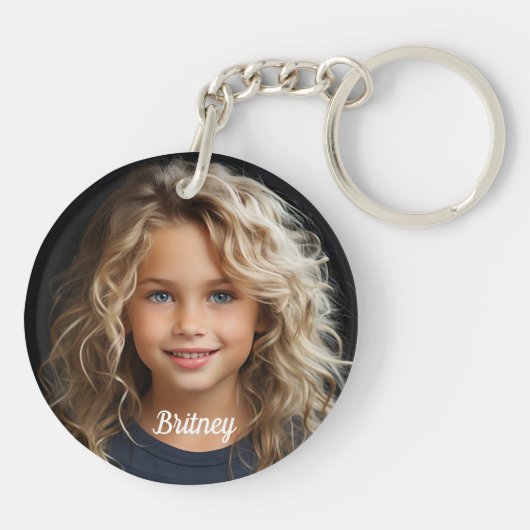 Keepsake Personalized Child Portrait Name Round キーホルダー (裏面)