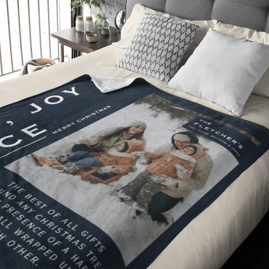 Keepsake Photo & Christmas Gift Navy Blue フリースブランケット