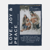 Keepsake Photo & Christmas Gift Navy Blue フリースブランケット (正面)