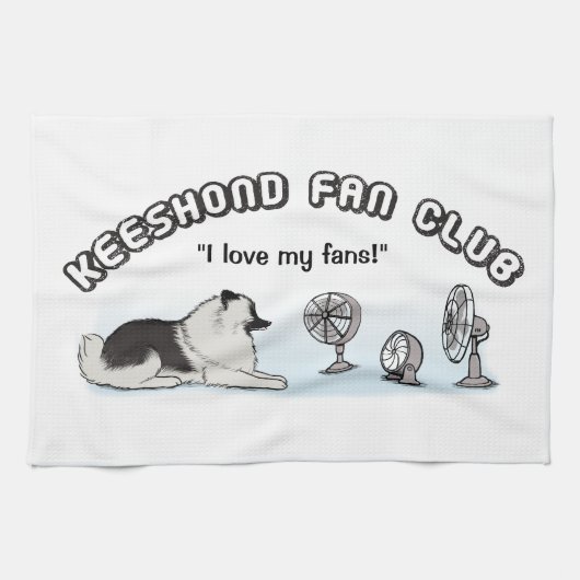 Keeshondのファン・クラブ- Keesieはファンを愛します キッチンタオル (横)