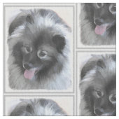 Keeshondのベイリーの絵画-かわいい元の犬の芸術 ファブリック (クローズアップ)