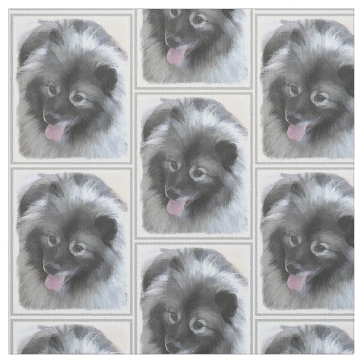 Keeshondのベイリーの絵画-かわいい元の犬の芸術 ファブリック (見本)
