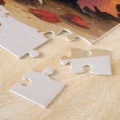 Keeshondの紅葉感謝祭アート ジグソーパズル (側面)