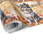Keeshondの紅葉感謝祭アート ラッピングペーパー (ロールコーナー)