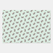 Keeshondの絵を描クリスマスの子犬Fireplace Art ラッピングペーパーシート (正面)