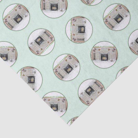 Keeshondの絵を描クリスマスの子犬Fireplace Art 薄葉紙 (詳細)