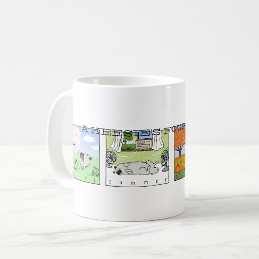 Keeshondの4季節| Keesieの漫画犬 コーヒーマグカップ (正面左)