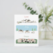 Keeshond愛喜びの平和|かわいいKeesiesクリスマス シーズンポストカード (スタンド正面)