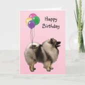 Keeshond、誕生日の気球 カード (正面)