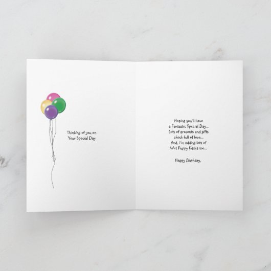 Keeshond、誕生日の気球 カード (内部)