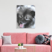 Keeshond Bailey 絵画's – かわいいオリジナルドッグアート キャンバスプリント (インサイチュ (リビング))