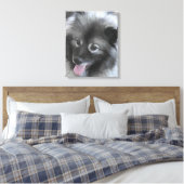 Keeshond Bailey 絵画's – かわいいオリジナルドッグアート キャンバスプリント (インサイチュ (寝室))