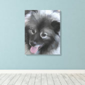 Keeshond Bailey 絵画's – かわいいオリジナルドッグアート キャンバスプリント (インサイチュ (ウッドフロア))