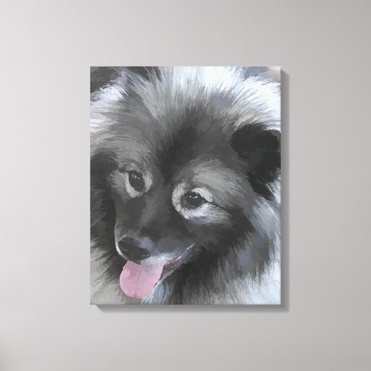Keeshond Bailey 絵画's – かわいいオリジナルドッグアート キャンバスプリント (正面)