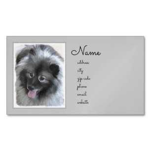 Keeshond Bailey 絵画's – かわいいオリジナルドッグアート マグネット名刺