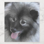 Keeshond Bailey 絵画's – かわいいオリジナルドッグアート ワインラベル (シングルラベル)