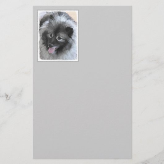 Keeshond Bailey 絵画's – かわいいオリジナルドッグアート 便箋 (正面)