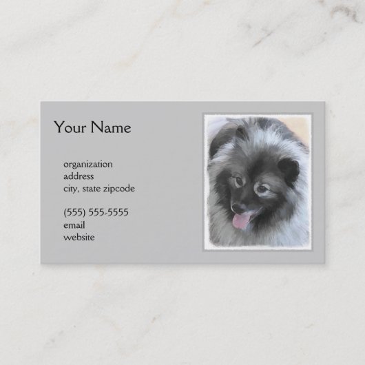 Keeshond Bailey 絵画's – かわいいオリジナルドッグアート 名刺 (正面)