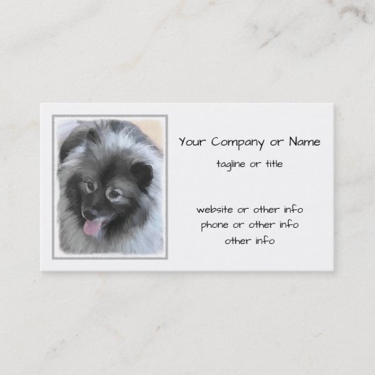 Keeshond Bailey 絵画's – かわいいオリジナルドッグアート 名刺 (正面)
