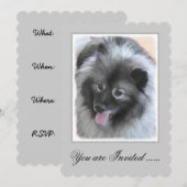 Keeshond Bailey 絵画's – かわいいオリジナルドッグアート 招待状 (正面/裏面)
