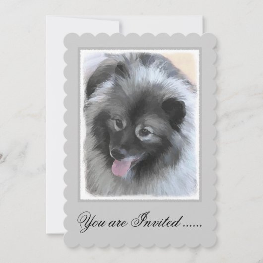 Keeshond Bailey 絵画's – かわいいオリジナルドッグアート 招待状 (正面)