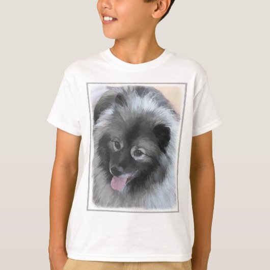 Keeshond Bailey 絵画's – かわいいオリジナルドッグアート Tシャツ (正面)