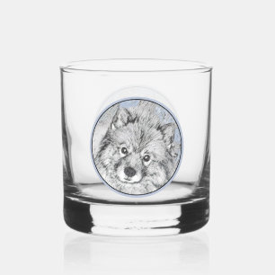 Keeshond Beth絵画's – かわいいオリジナルドッグアート ウイスキーグラス