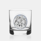 Keeshond Beth絵画's – かわいいオリジナルドッグアート ウイスキーグラス (裏面)