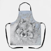 Keeshond Beth絵画's – かわいいオリジナルドッグアート エプロン (正面)