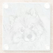 Keeshond Beth絵画's – かわいいオリジナルドッグアート ガラスコースター (裏面)