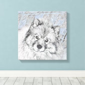 Keeshond Beth絵画's – かわいいオリジナルドッグアート キャンバスプリント (インサイチュ (ウッドフロア))