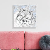 Keeshond Beth絵画's – かわいいオリジナルドッグアート キャンバスプリント (インサイチュ (リビング))