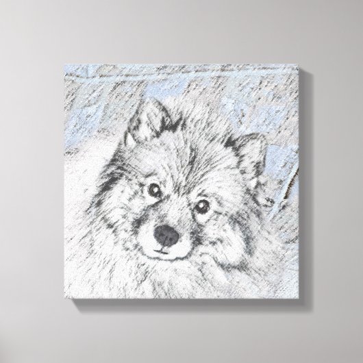 Keeshond Beth絵画's – かわいいオリジナルドッグアート キャンバスプリント (正面)