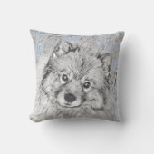 Keeshond Beth絵画's – かわいいオリジナルドッグアート クッション (正面)