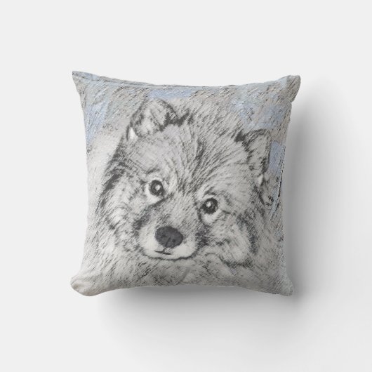 Keeshond Beth絵画's – かわいいオリジナルドッグアート クッション (正面)