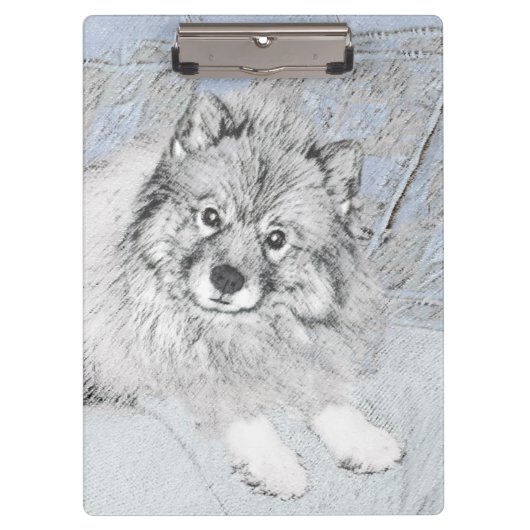 Keeshond Beth絵画's – かわいいオリジナルドッグアート クリップボード (正面)