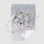 Keeshond Beth絵画's – かわいいオリジナルドッグアート ゴルフタオル (インサイチュ)