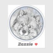Keeshond Beth絵画's – かわいいオリジナルドッグアート シール (シート)