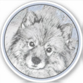 Keeshond Beth絵画's – かわいいオリジナルドッグアート シール (正面)