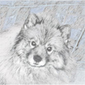 Keeshond Beth絵画's – かわいいオリジナルドッグアート シール (正面)