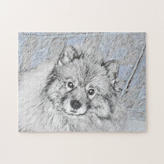 Keeshond Beth絵画's – かわいいオリジナルドッグアート ジグソーパズル (横)